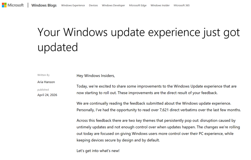 为了挽回用户秘籍，微软终于不强制你更新Windows了
